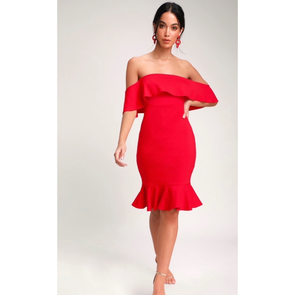 Confidence Boost Red Off-the-Shoulder